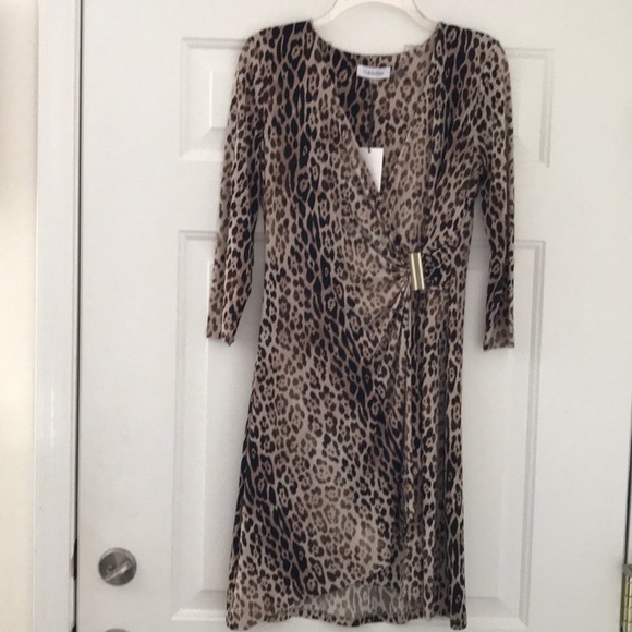 Calvin Klein Leopard Wrap Dress - Picture 6 of 8
